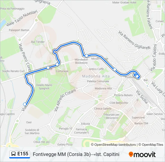 E155 Bus Line Map