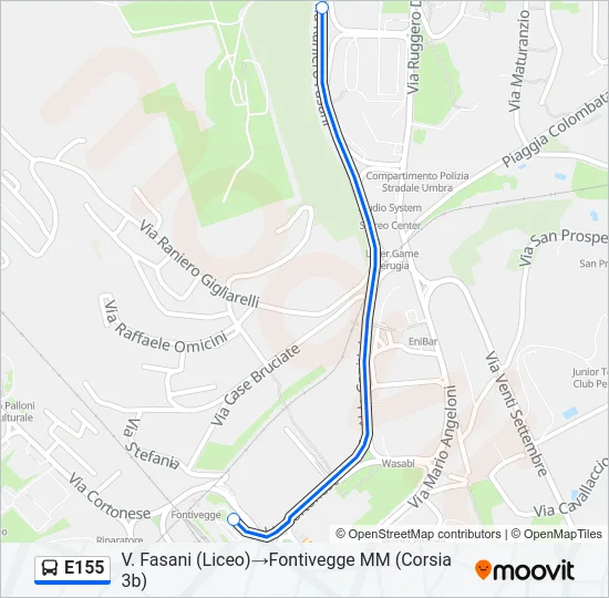 E155 Bus Line Map