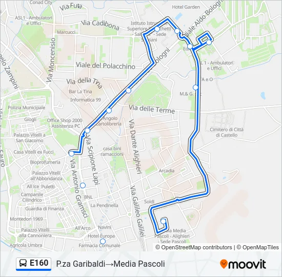 E160 Bus Line Map
