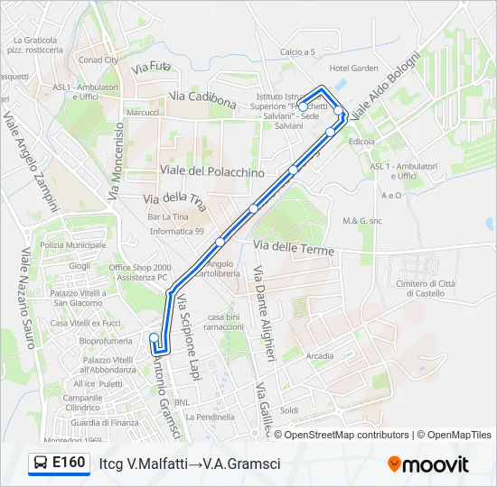 E160 Bus Line Map