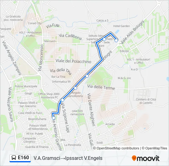 E160 Bus Line Map