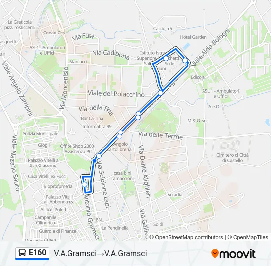 E160 Bus Line Map