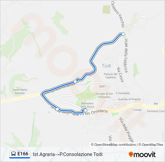E166 Bus Line Map
