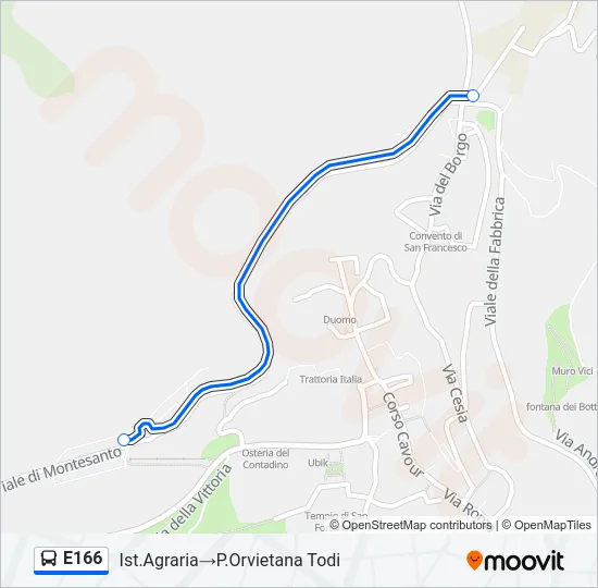 E166 Bus Line Map