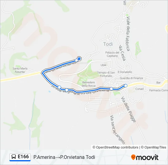E166 Bus Line Map