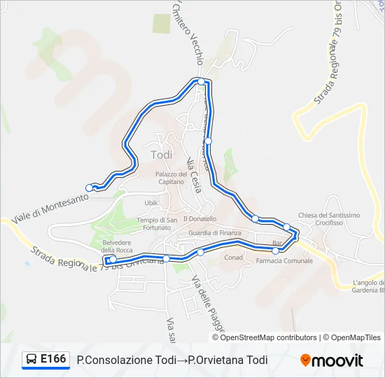 E166 Bus Line Map