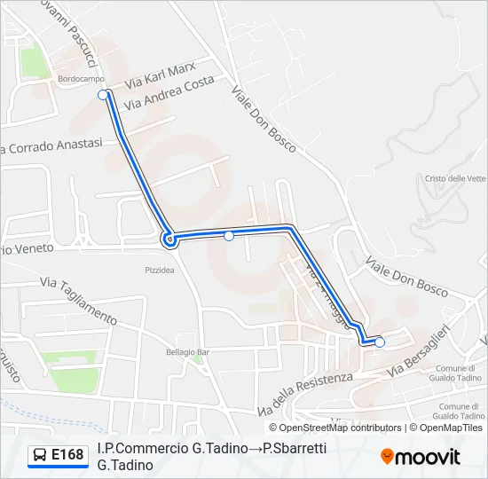 E168 Bus Line Map