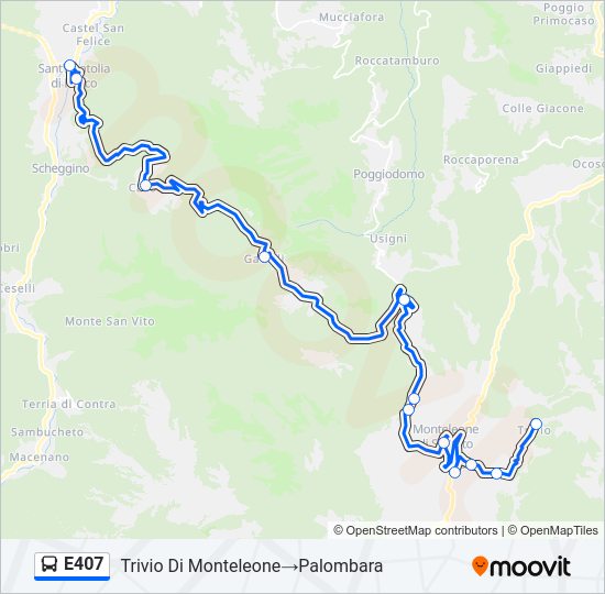 Percorso linea bus E407