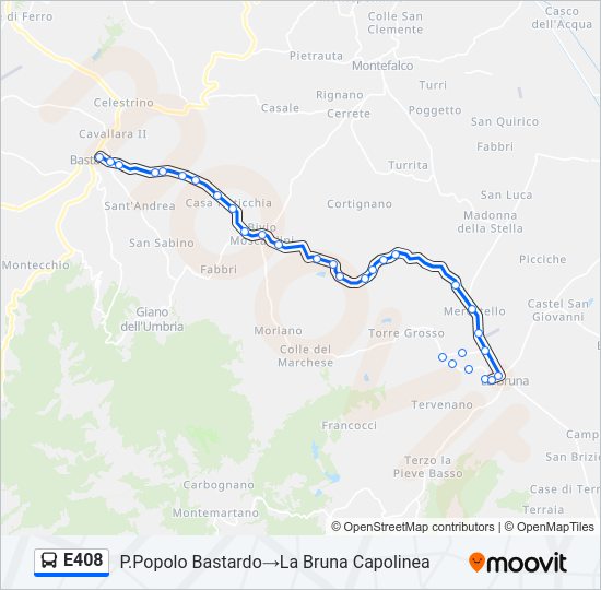 Percorso linea bus E408