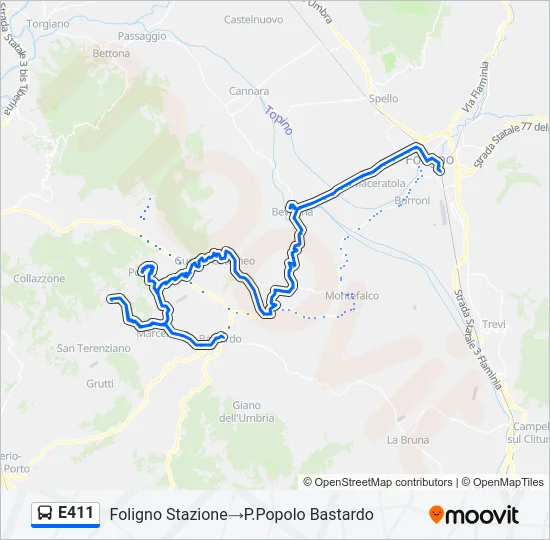 E411 Bus Line Map