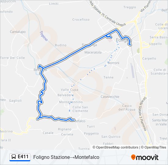 E411 bus Line Map