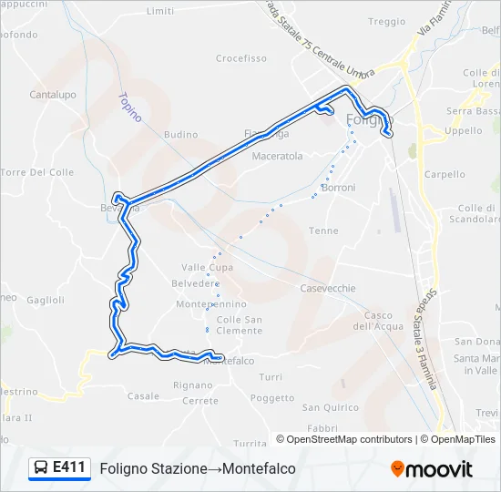 E411 Bus Line Map
