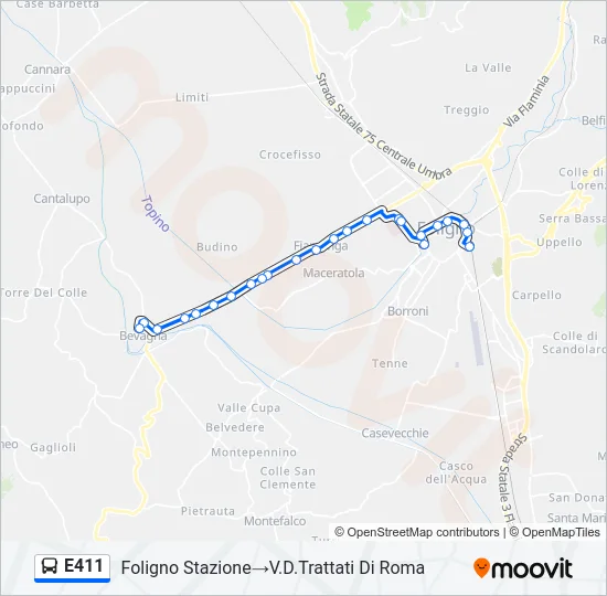 E411 Bus Line Map