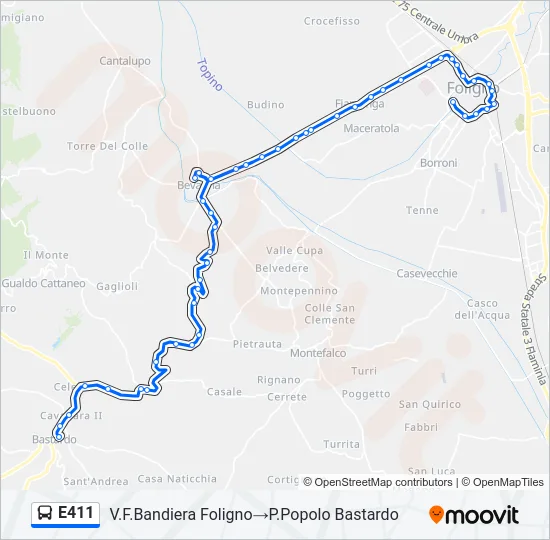 E411 Bus Line Map