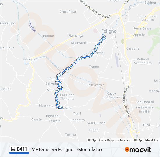 Percorso linea bus E411