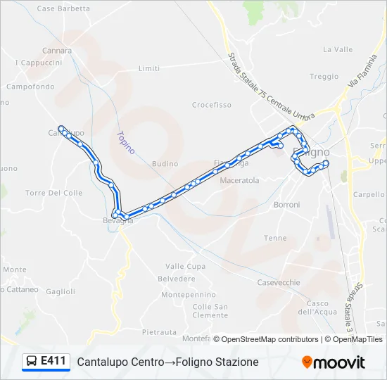E411 Bus Line Map