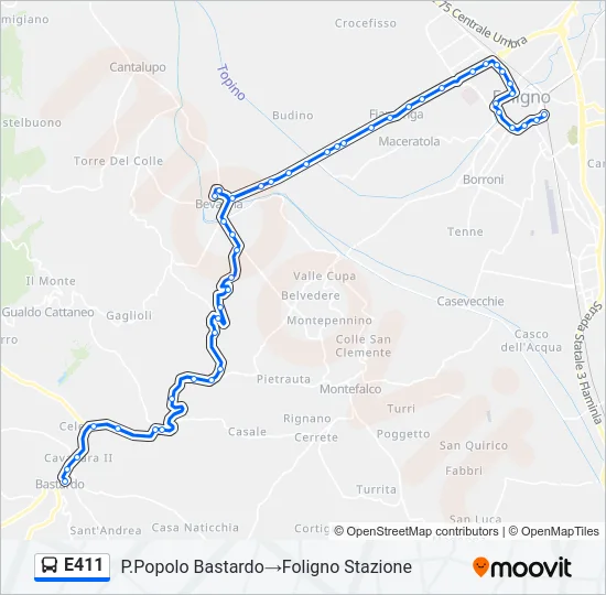 E411 Bus Line Map