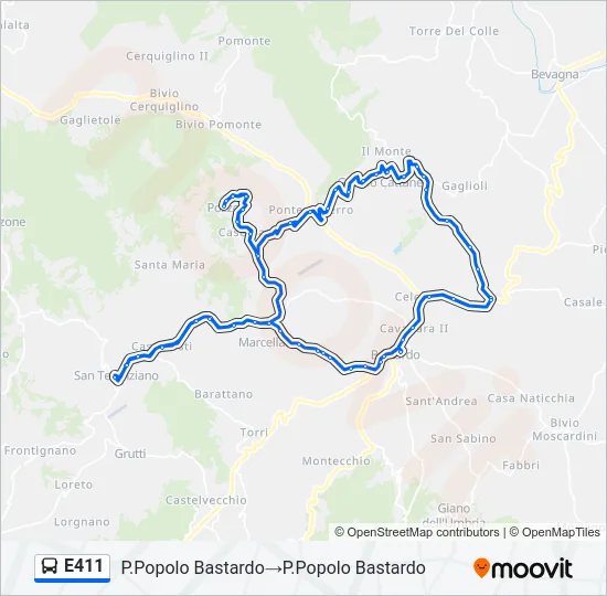 E411 Bus Line Map