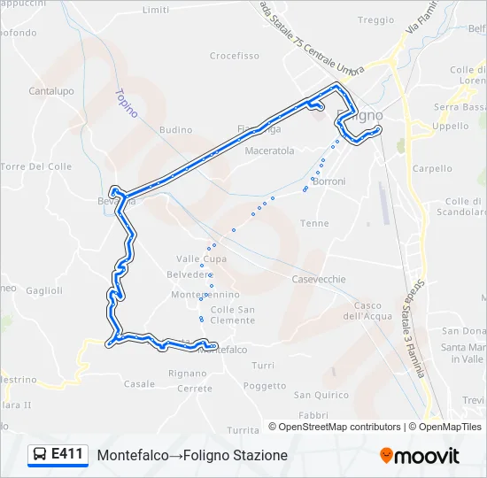 E411 Bus Line Map