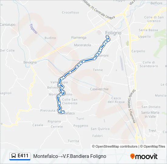 E411 Bus Line Map