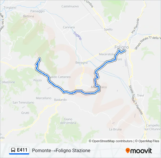 E411 Bus Line Map