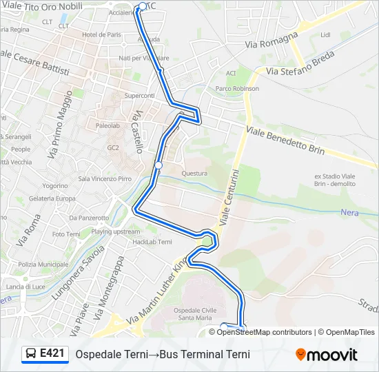 E421 Bus Line Map