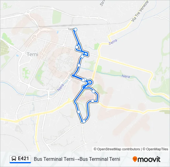 E421 Bus Line Map