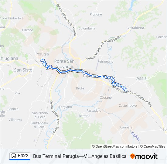 Percorso linea bus E422