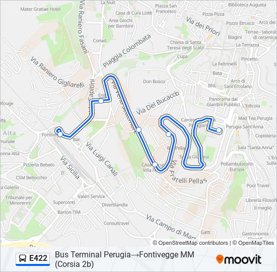 Percorso linea bus E422