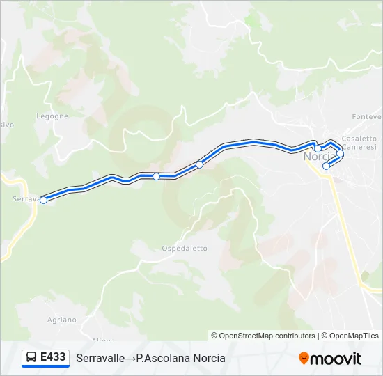 Percorso linea bus E433