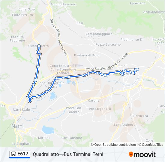 Percorso linea bus E617