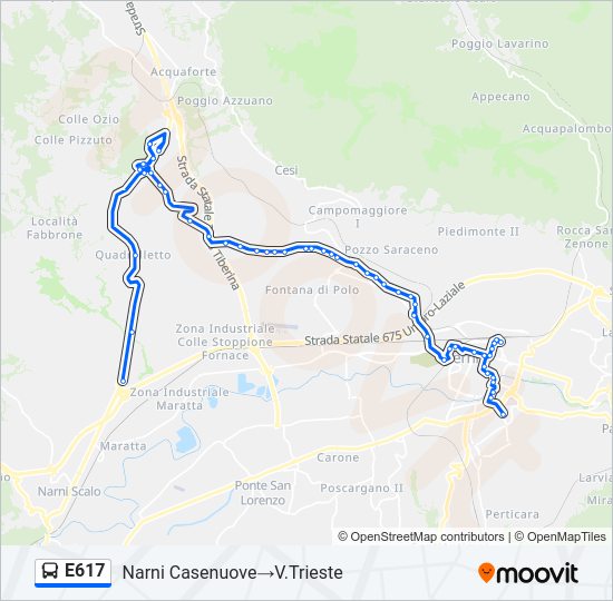 E617 bus Line Map