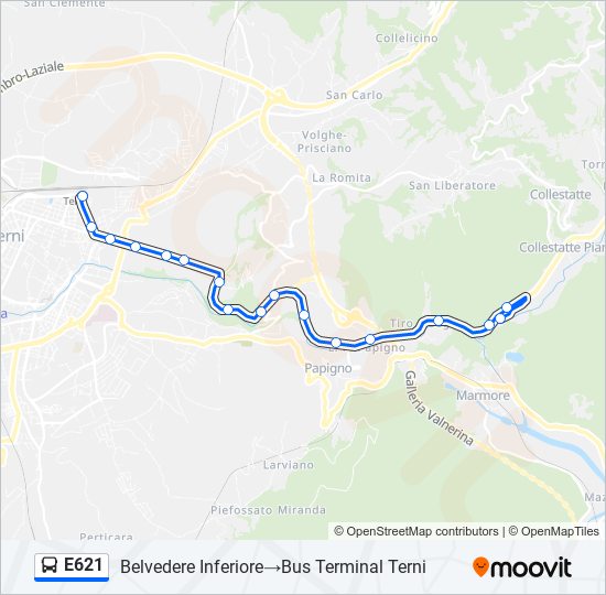 E621 bus Line Map