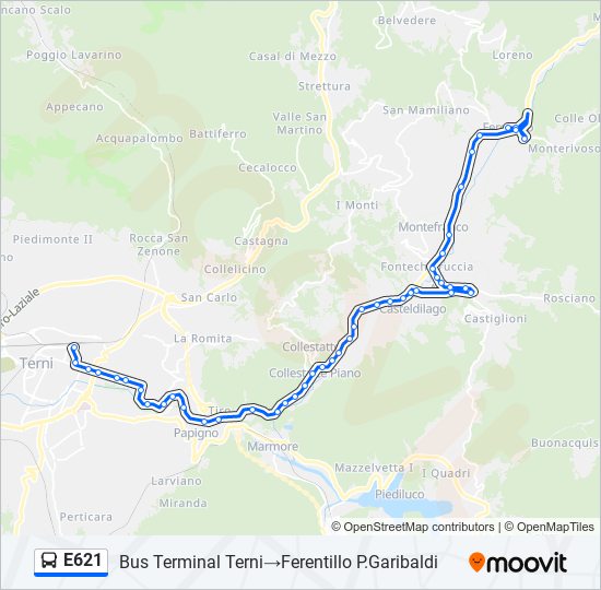 E621 bus Line Map