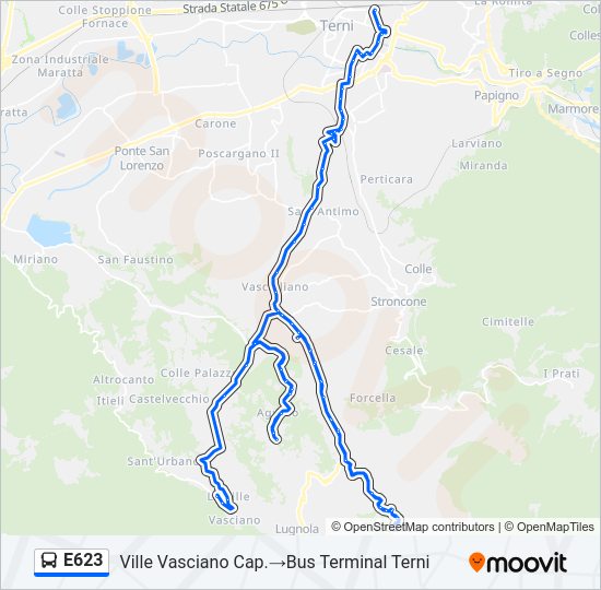 Percorso linea bus E623