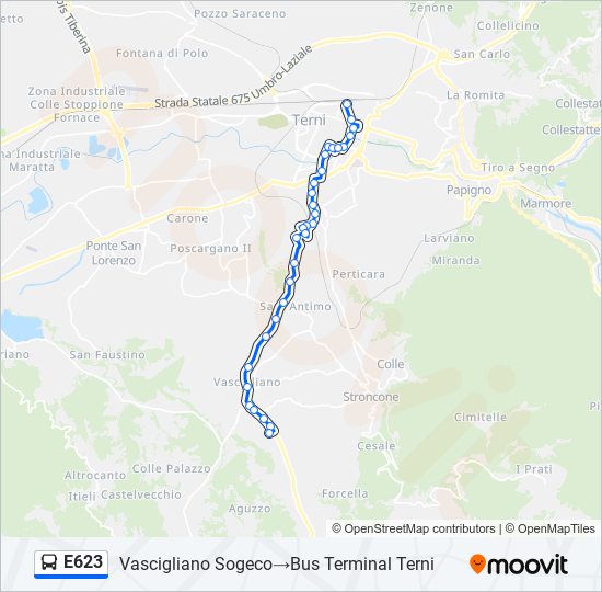 E623 bus Line Map