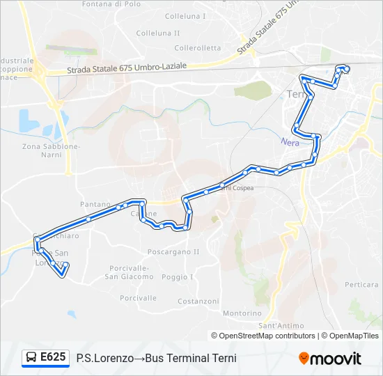 E625 Bus Line Map