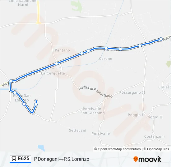 E625 Bus Line Map