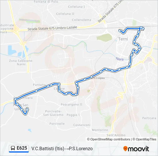 E625 Bus Line Map