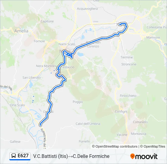 E627 Bus Line Map