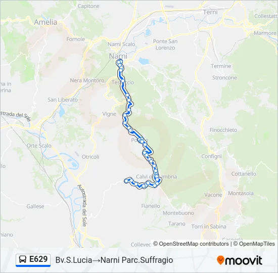 E629 Bus Line Map