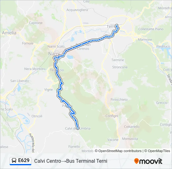 E629 Bus Line Map
