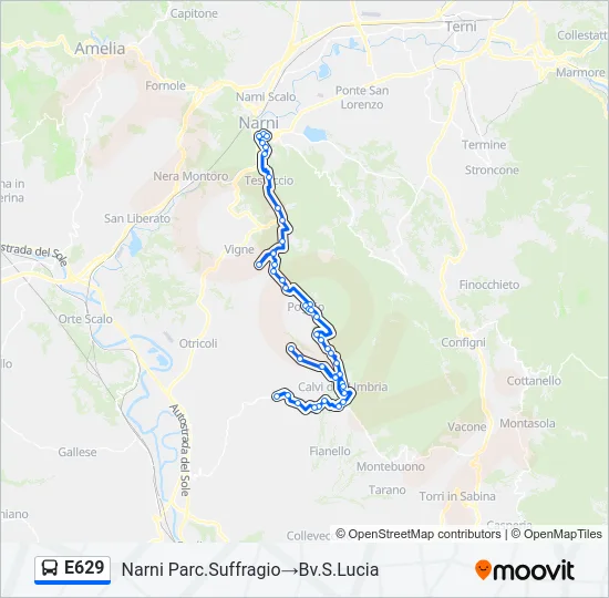 E629 Bus Line Map