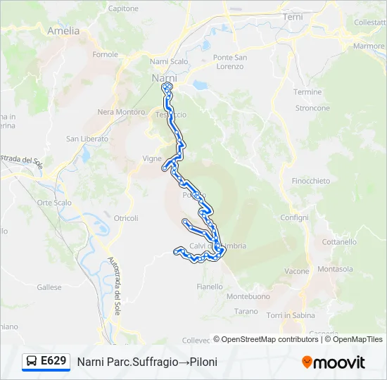 E629 Bus Line Map