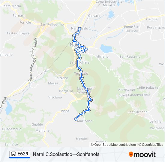 Percorso linea bus E629