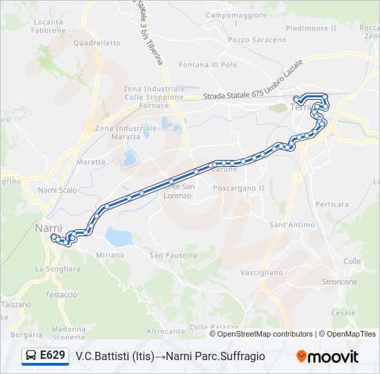 E629 bus Line Map