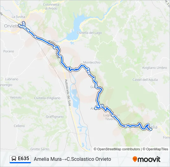 E635 Bus Line Map
