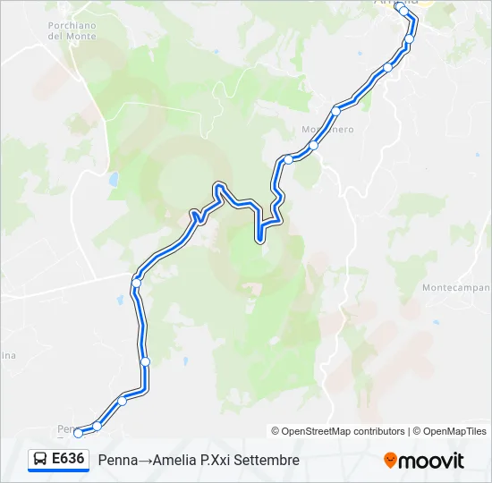 E636 Bus Line Map
