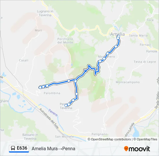 E636 Bus Line Map