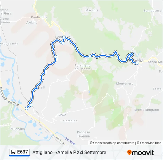 E637 Bus Line Map